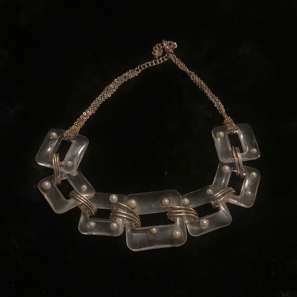 Acrylic and Pearl statement necklace